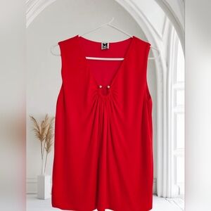 Missoni Red Sleeveless V-neck Blouse Career Wear Small